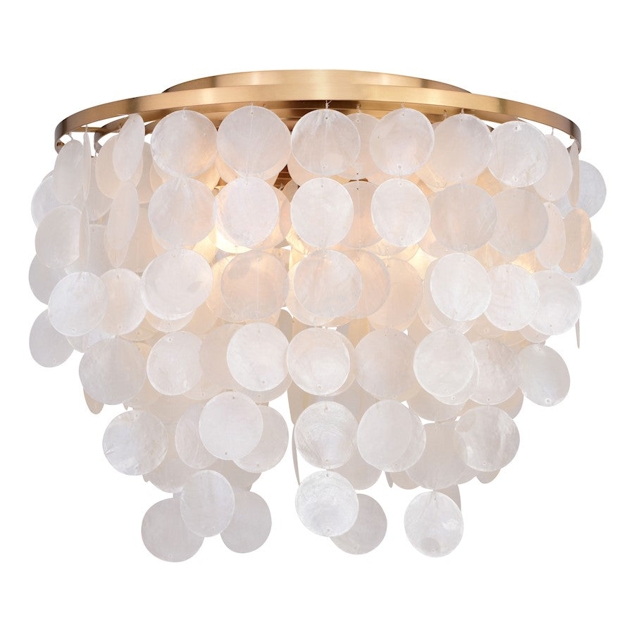 Vaxcel Elsa Capiz Shell 16" 3 Light Flush Mount, Natural Brass - C0285