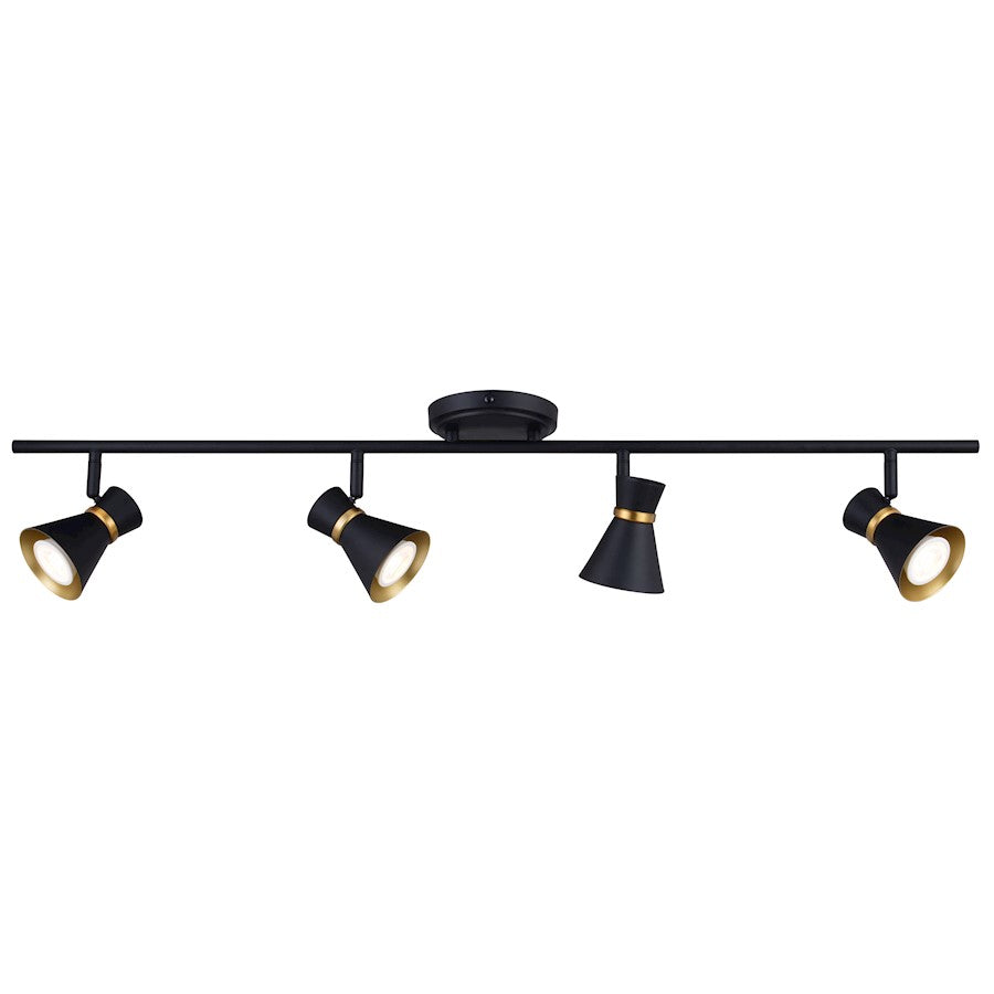Vaxcel Alto 4 Light LED Directional Light, Matte Black/Satin Brass - C0287