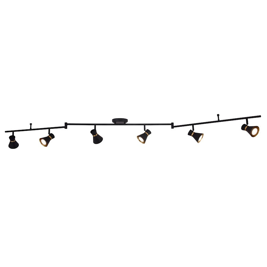 Vaxcel Alto 6 Light LED Directional Light, Matte Black/Satin Brass - C0288