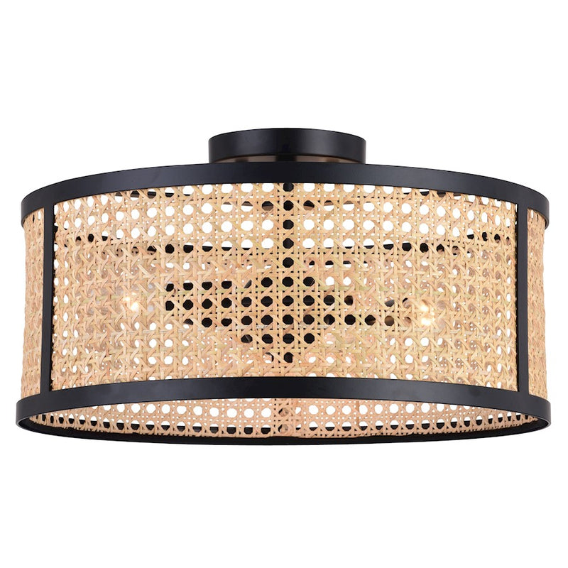 Vaxcel Berens 15.5" 3 Light Semi-Flush Mount, Matte Black - C0289