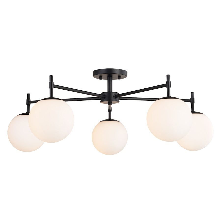 Vaxcel Armitage 32" 5 Light Semi-Flush Mount, Matte Black - C0297