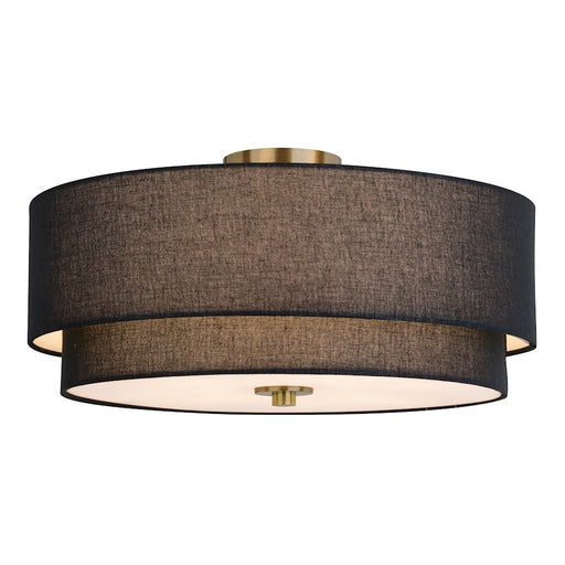 Vaxcel Burnaby 20.5" 4 Light Semi-Flush Mount, Matte Brass/Black Fabric - C0308