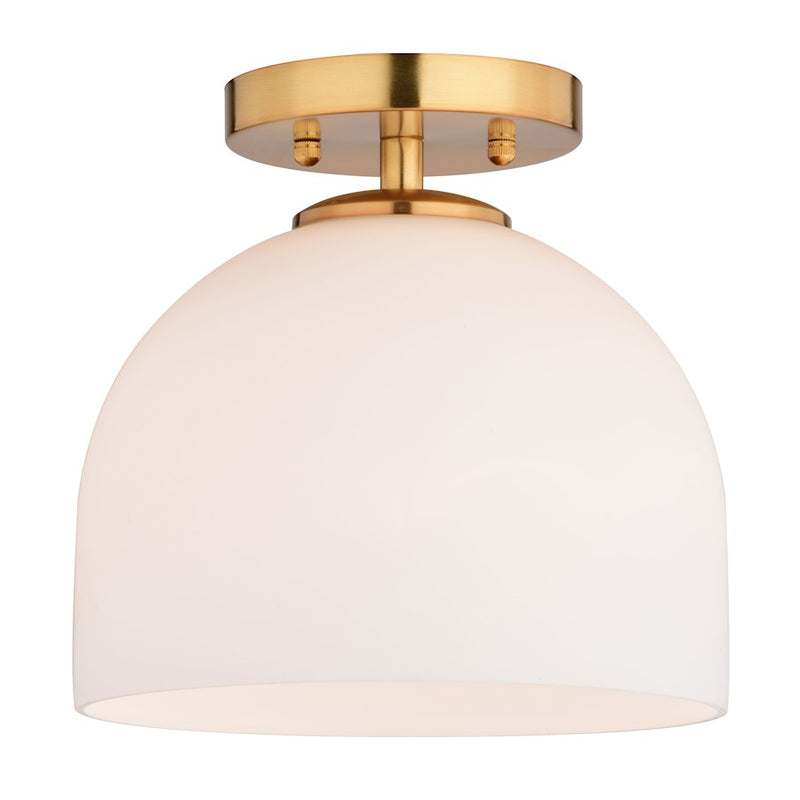 Vaxcel Shelby 9.25" 1 Light Semi-Flush Mount, Natural Brass - C0314