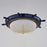 Vaxcel Orleans 2 Light 15"W Flush Mount, Navy Blue/Gold/Frosted Glass