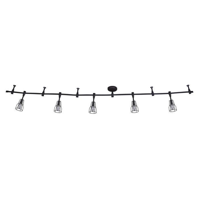 Vaxcel Milford 5 Light 9' Flexible Track Light, Black/Black Wire