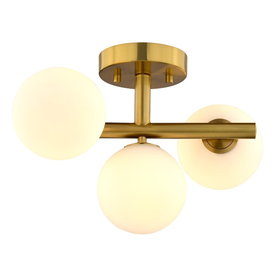 Vaxcel Graham 3 Light 13"W Semi-Flush Mount, Gold/Frosted Opal Glass - C0318