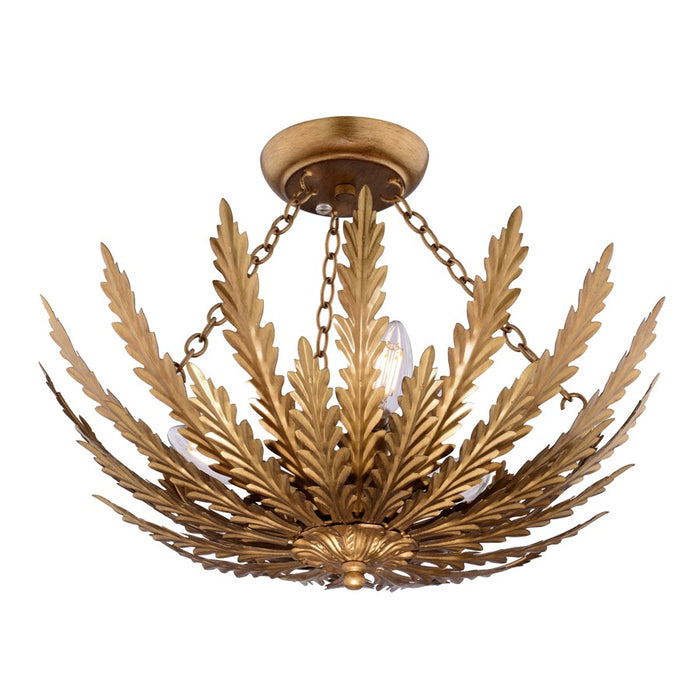 Vaxcel Ozette 3Lt 18"W Semi-Flush Mount, Gold/Painted Gold Metal - C0319