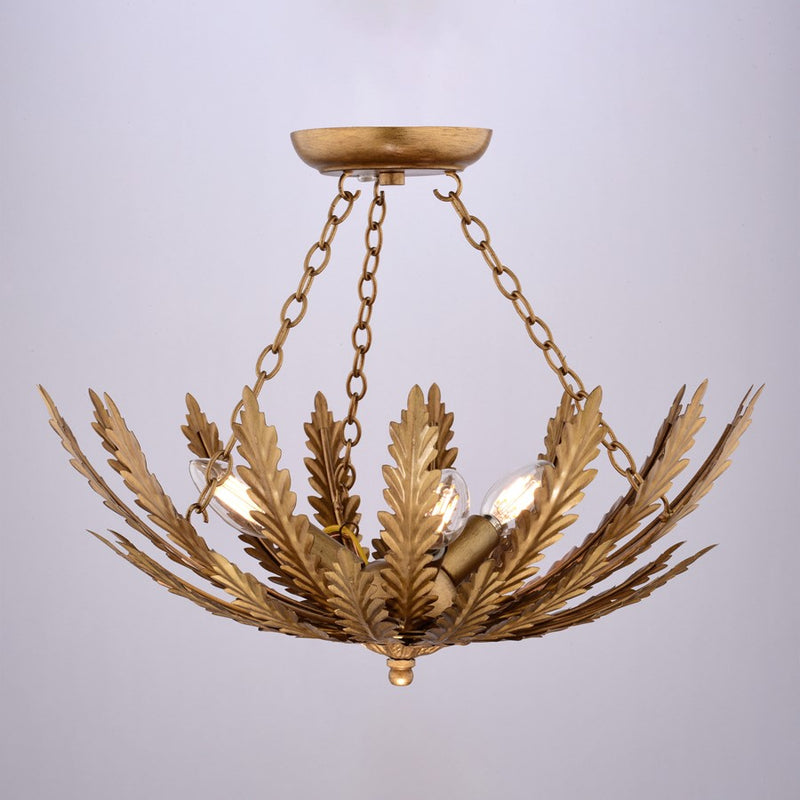 Vaxcel Ozette 3Lt 18"W Semi-Flush Mount, Gold/Painted Gold Metal