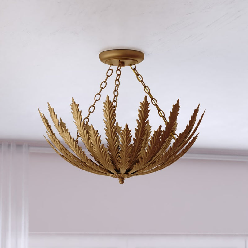Vaxcel Ozette 3Lt 18"W Semi-Flush Mount, Gold/Painted Gold Metal