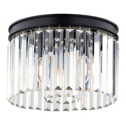Vaxcel Allerton 12"W 3 Light Flush Mount, Matte Black/Clear - C0321
