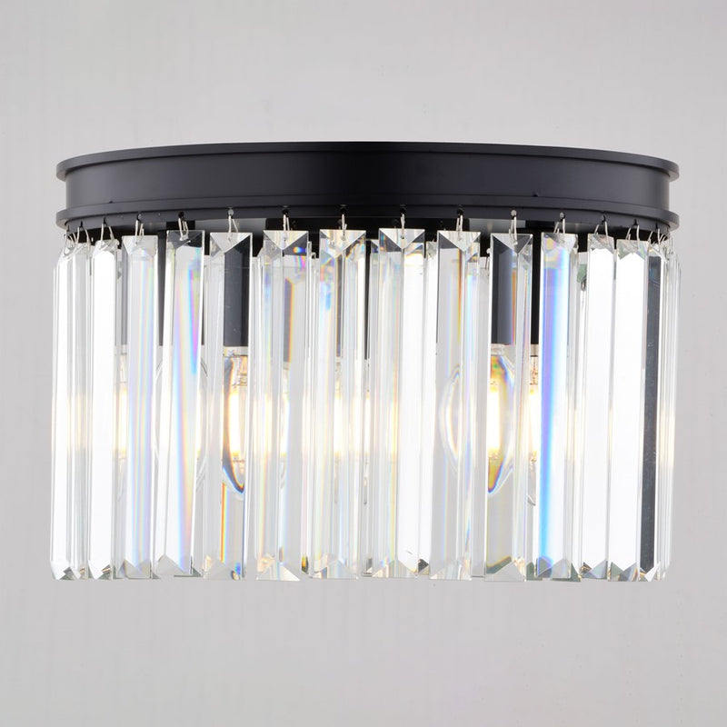Vaxcel Allerton 12"W 3 Light Flush Mount, Matte Black/Clear