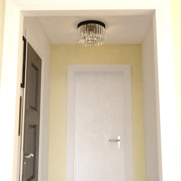 Vaxcel Allerton 12"W 3 Light Flush Mount, Matte Black/Clear