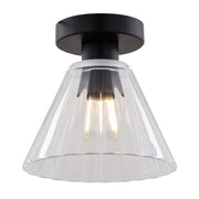 Vaxcel Dalton 8" 1 Light Flush Mount, Matte Black/Clear - C0322
