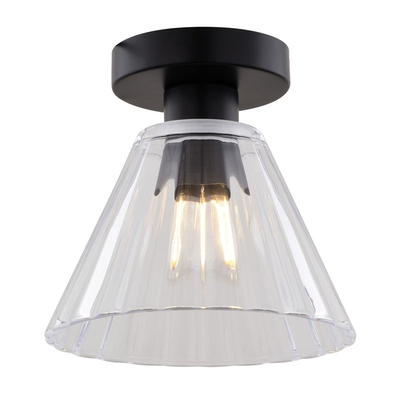 Vaxcel Dalton 8" 1 Light Flush Mount, Matte Black/Clear - C0322