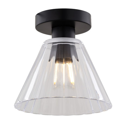 Vaxcel Dalton 8" 1 Light Flush Mount, Matte Black/Clear - C0322