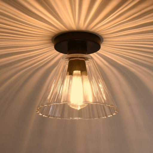 Vaxcel Dalton 8" 1 Light Flush Mount, Matte Black/Clear