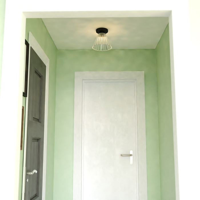 Vaxcel Dalton 8" 1 Light Flush Mount, Matte Black/Clear