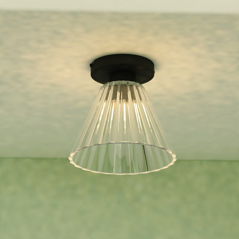 Vaxcel Dalton 8" 1 Light Flush Mount, Matte Black/Clear