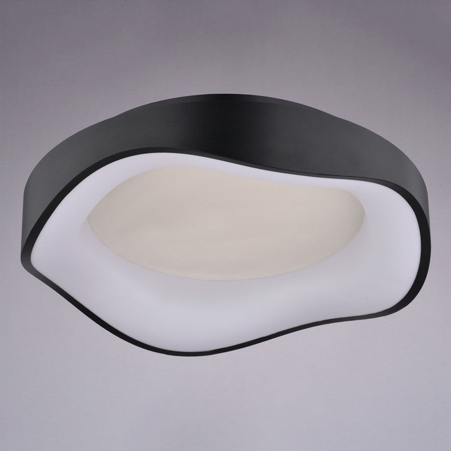 Vaxcel Bowen 16.5"W LED Flush Mount, Textured Black/White