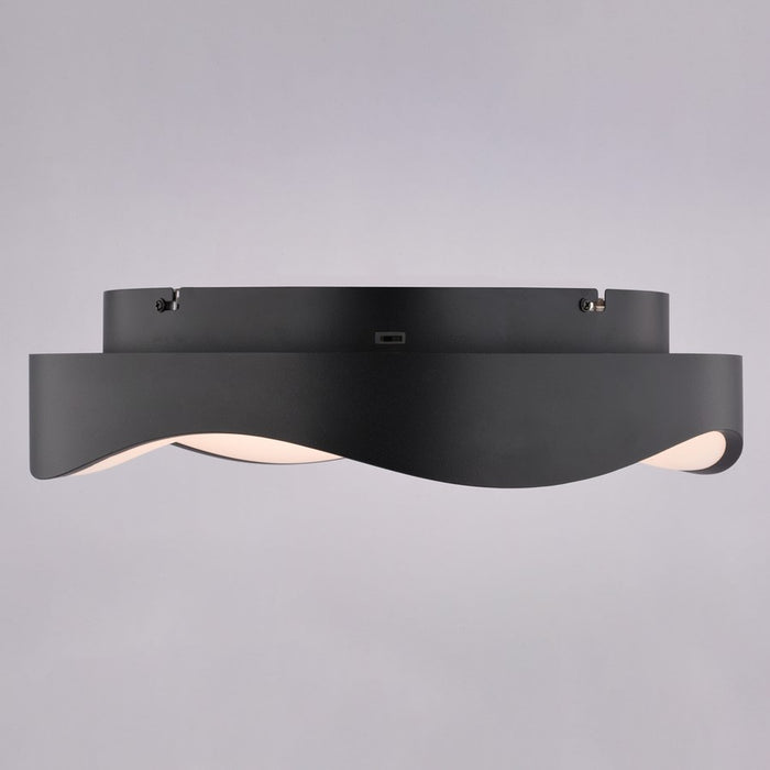 Vaxcel Bowen 16.5"W LED Flush Mount, Textured Black/White