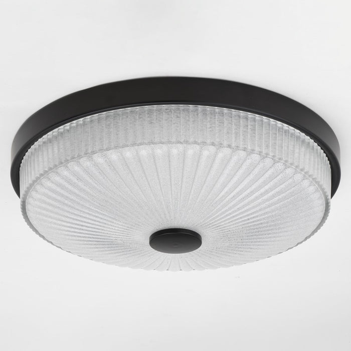 Vaxcel Preston 12.5"W LED Flush Mount, Matte Black/Clear