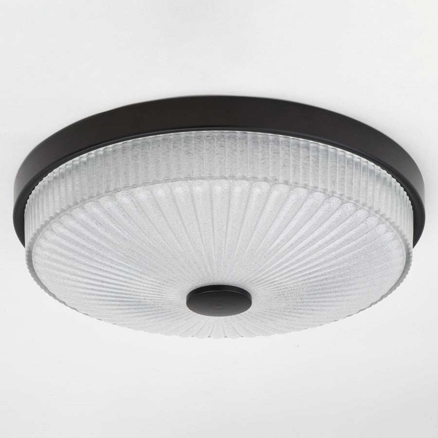 Vaxcel Preston 12.5"W LED Flush Mount, Matte Black/Clear