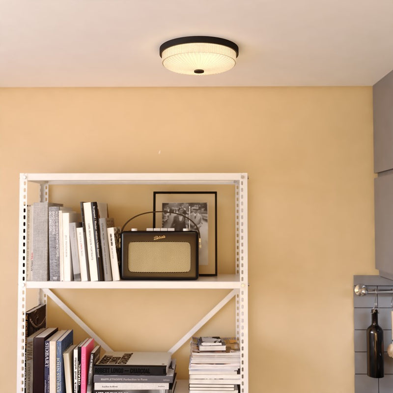 Vaxcel Preston 12.5"W LED Flush Mount, Matte Black/Clear