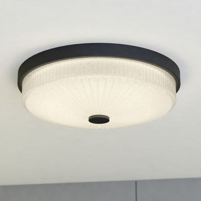 Vaxcel Preston 12.5"W LED Flush Mount, Matte Black/Clear