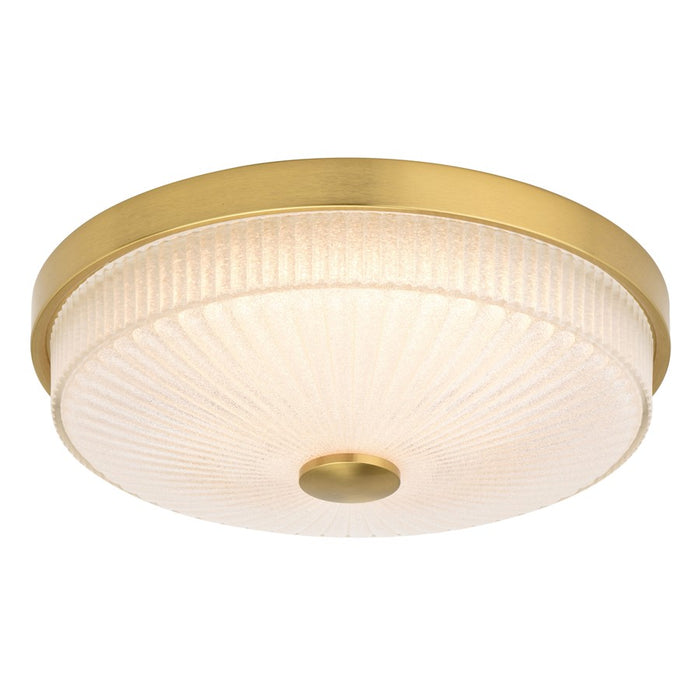 Vaxcel Preston 12.5"W LED Flush Mount, Natural Brass/Clear - C0325