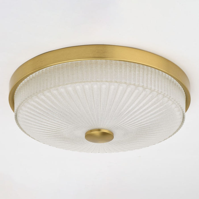 Vaxcel Preston 12.5"W LED Flush Mount, Natural Brass/Clear
