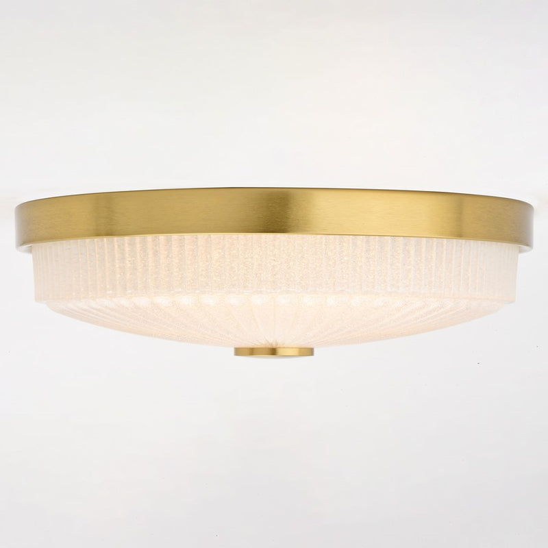 Vaxcel Preston 12.5"W LED Flush Mount, Natural Brass/Clear