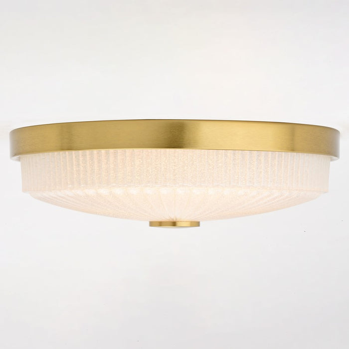 Vaxcel Preston 12.5"W LED Flush Mount, Natural Brass/Clear