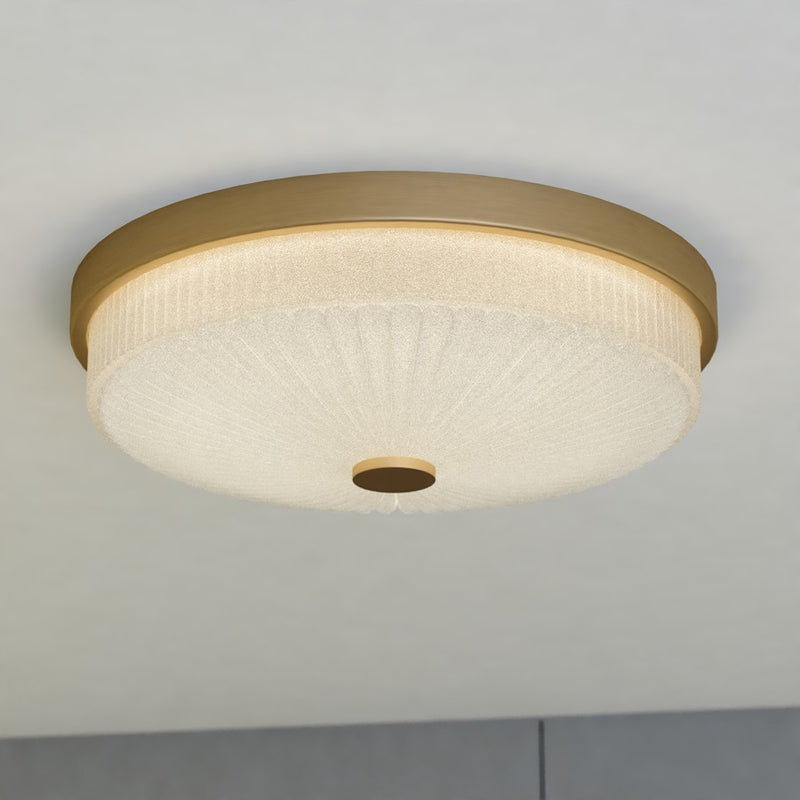 Vaxcel Preston 12.5"W LED Flush Mount, Natural Brass/Clear