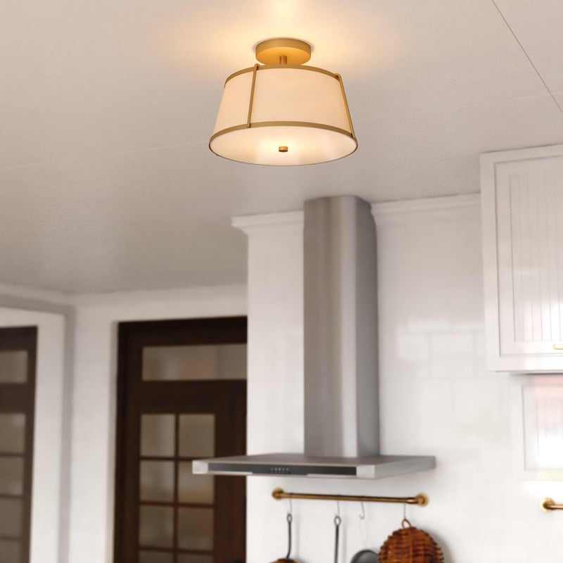 Vaxcel Marion 13" 2 Light Semi-Flush Mount, Mystic Gold/Clear