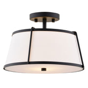 Vaxcel Marion 13" 2 Light Semi-Flush Mount, Matte Black/Clear - C0329