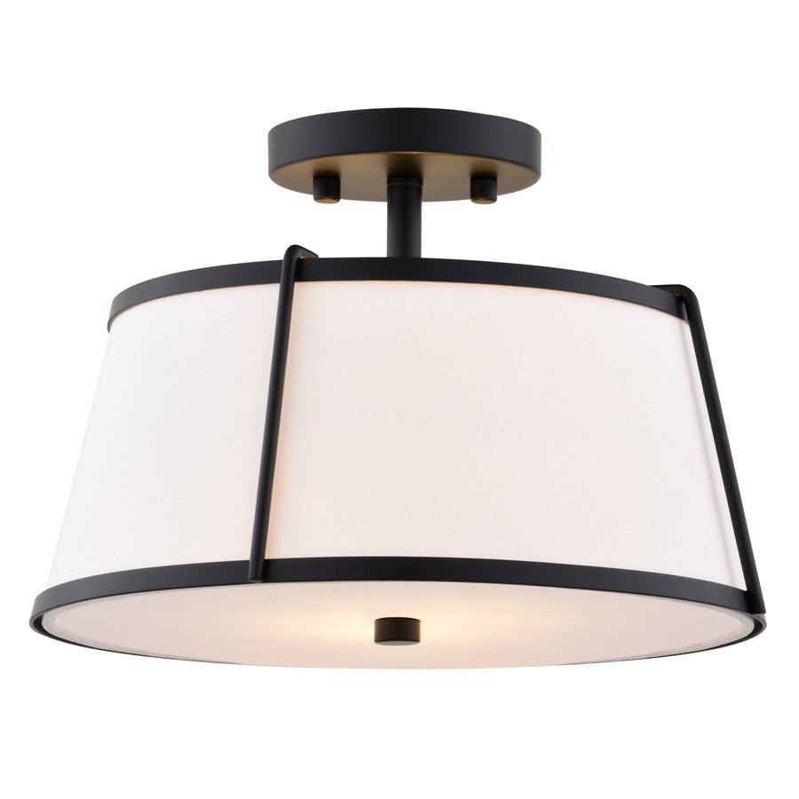 Vaxcel Marion 13" 2 Light Semi-Flush Mount, Matte Black/Clear - C0329