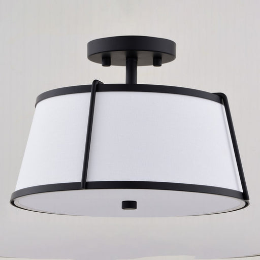 Vaxcel Marion 13" 2 Light Semi-Flush Mount, Matte Black/Clear