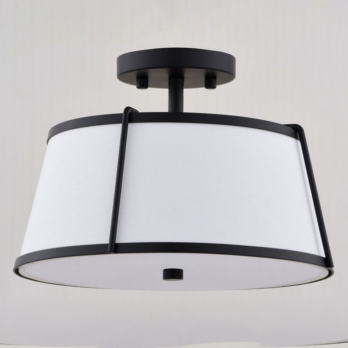 Vaxcel Marion 13" 2 Light Semi-Flush Mount, Matte Black/Clear