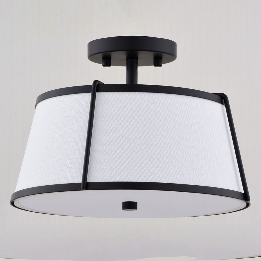Vaxcel Marion 13" 2 Light Semi-Flush Mount, Matte Black/Clear