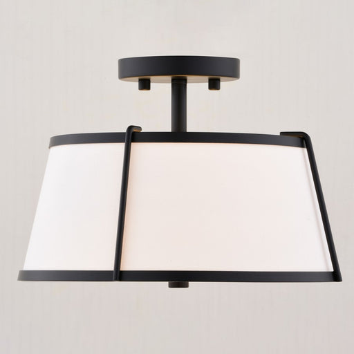 Vaxcel Marion 13" 2 Light Semi-Flush Mount, Matte Black/Clear