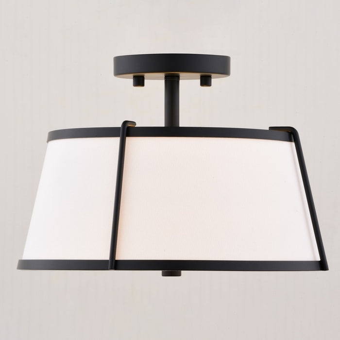 Vaxcel Marion 13" 2 Light Semi-Flush Mount, Matte Black/Clear