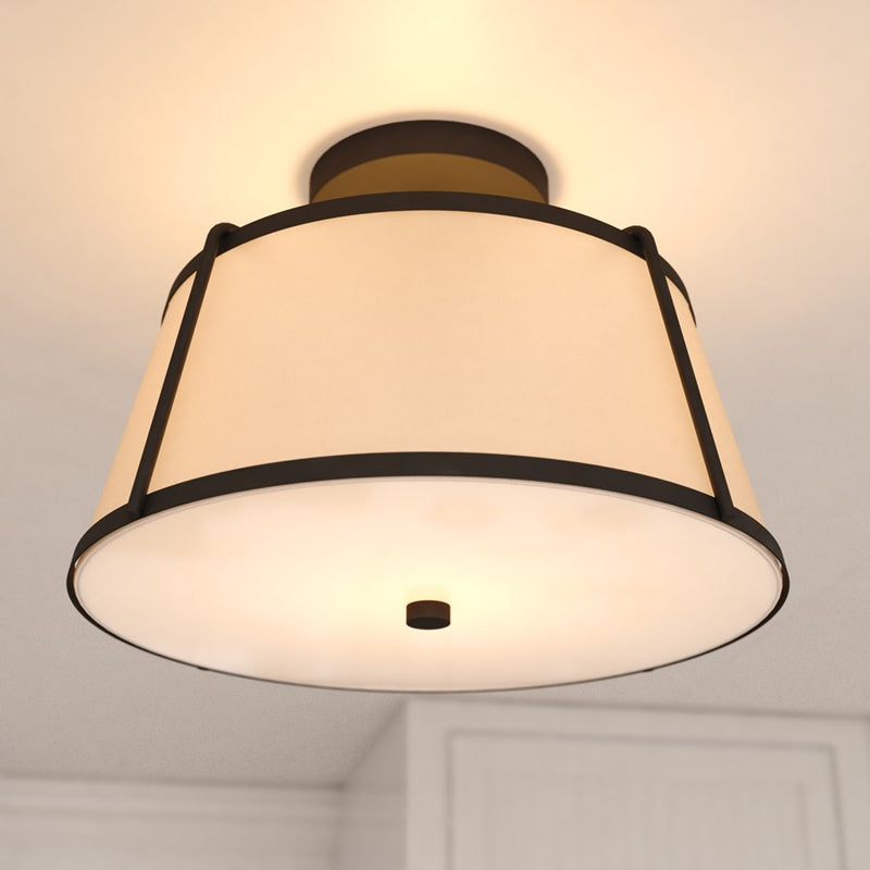 Vaxcel Marion 13" 2 Light Semi-Flush Mount, Matte Black/Clear