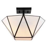 Vaxcel Burnett 14"W 2 Light Semi-Flush Mount, Matte Black/White - C0330