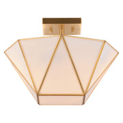 Vaxcel Burnett 14"W 2 Light Semi-Flush Mount, Muted Brass/White - C0331