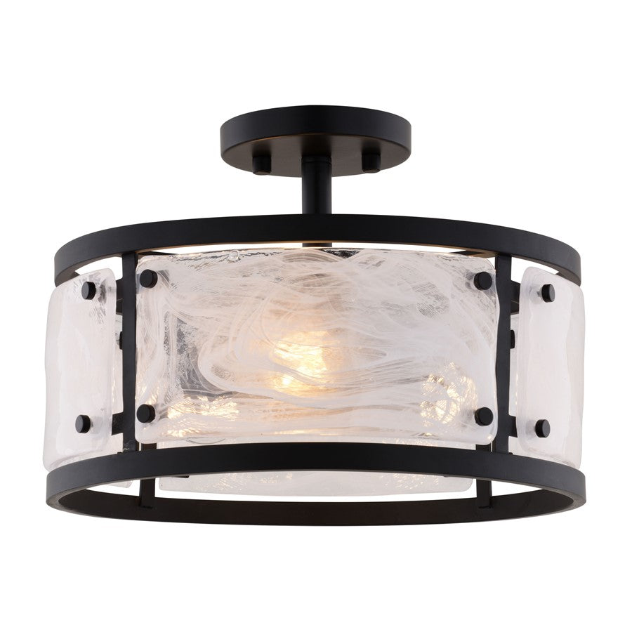 Vaxcel Wilder 13"W 3 Light Semi-Flush Mount, Matte Black/White - C0333