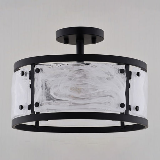 Vaxcel Wilder 13"W 3 Light Semi-Flush Mount, Matte Black/White
