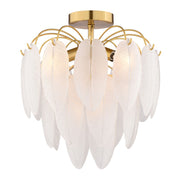 Vaxcel Burbank 13.5"W 4 Light Semi-Flush Mount, Muted Gold/White - C0334