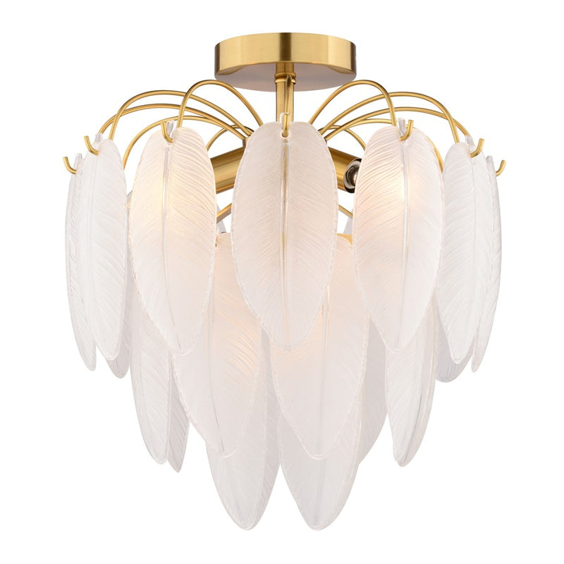 Vaxcel Burbank 13.5"W 4 Light Semi-Flush Mount, Muted Gold/White - C0334