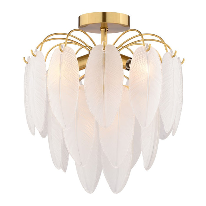 Vaxcel Burbank 13.5"W 4 Light Semi-Flush Mount, Muted Gold/White - C0334