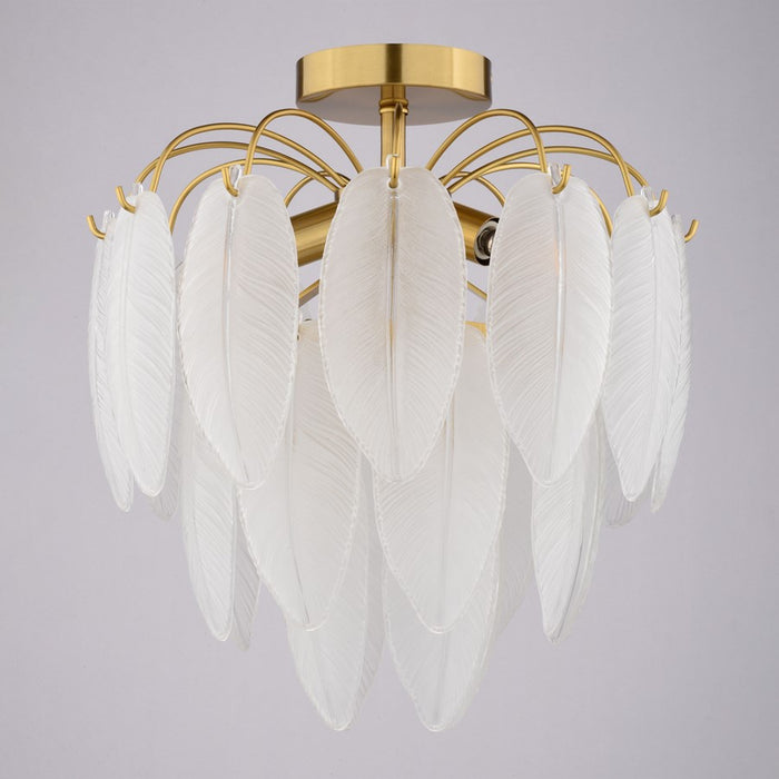 Vaxcel Burbank 13.5"W 4 Light Semi-Flush Mount, Muted Gold/White